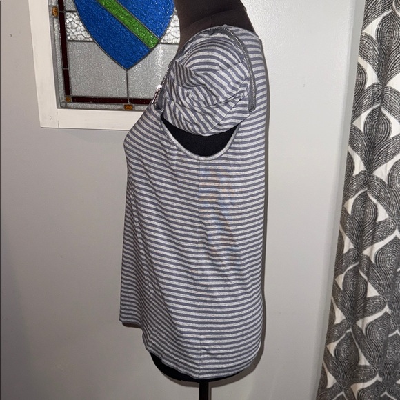 Cynthia Steffe Y2K Striped Zippered Cap Sleeve Top SZ Small - Picture 3 of 7